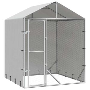 vidaXL Hondenkennel met dak 2x2x2,5 m gegalvaniseerd staal zilver