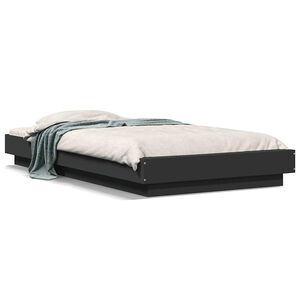 vidaXL Bedframe bewerkt hout zwart 100x200 cm