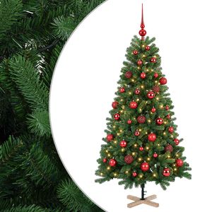 vidaXL Kunstkerstboom met kerstbal 120 cm 150 LED's Warmwit PVC Groen