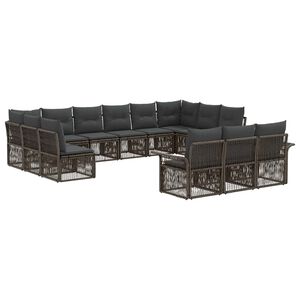 vidaXL Tuinbankenset 13 pcs Grijs poly rattan
