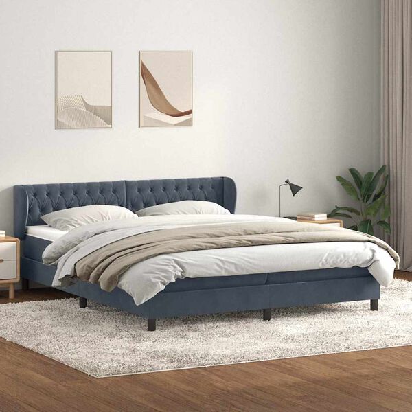 vidaXL Bed boxspring met matrassen 200x220 cm fluweel donkergrijs