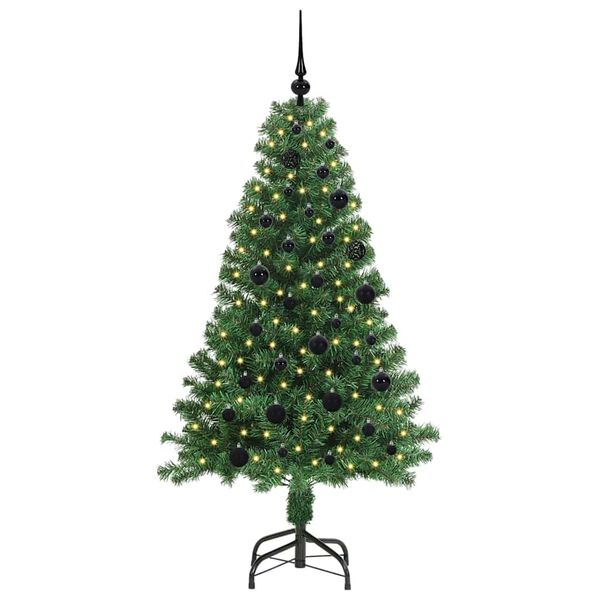 vidaXL Kunstkerstboom Groen 150 cm PVC en Staal en Kunststof