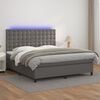 vidaXL Boxspring met matras en LED kunstleer grijs 160x200 cm