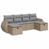 vidaXL 6-delige Loungeset met kussens poly rattan beige