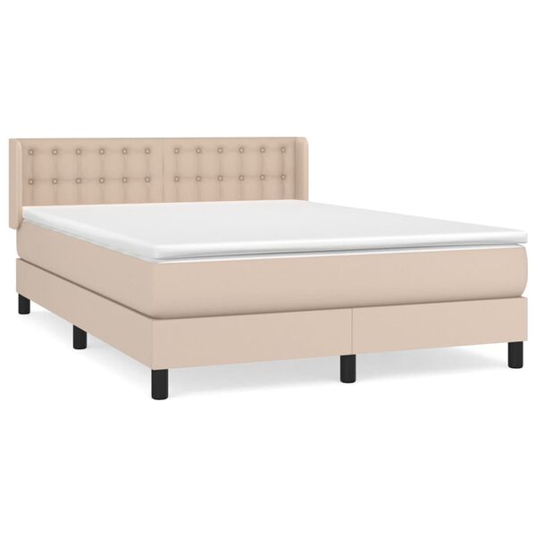 vidaXL Boxspring met matras kunstleer cappuccinokleurig 140x190 cm