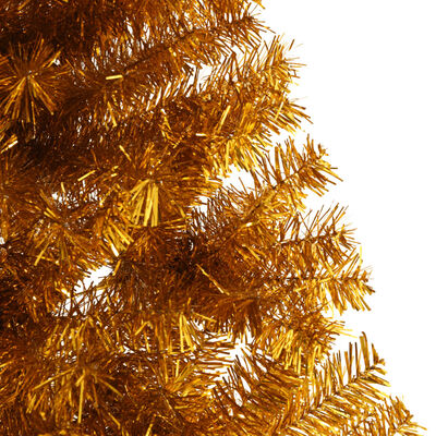 vidaXL Kunstkerstboom half met standaard 210 cm PET goudkleurig