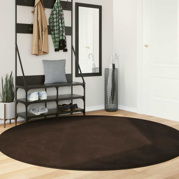 vidaXL Vloerkleden Rond HUARTE Bruin &Oslash; 200 CM Polyester
