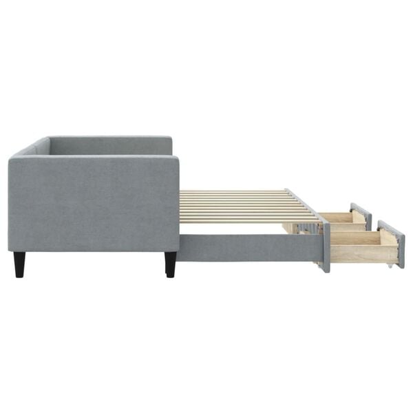vidaXL Slaapbank met onderschuifbed en lades 80x200 cm stof lichtgrijs
