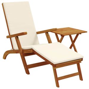 vidaXL Ligstoelkentingen en opvouwbare zonnebader 2 pcs Cr&egrave;mewit