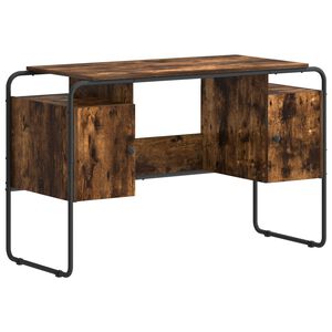 vidaXL Bureau met opbergruimte Gerookt eiken 120 x 50.5 x 75.5 cm