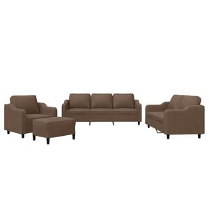 vidaXL 4-delige Loungeset met kussens stof bruin