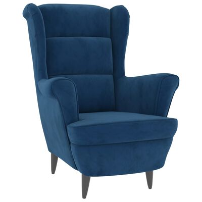 vidaXL Fauteuil met voetenbank fluweel blauw