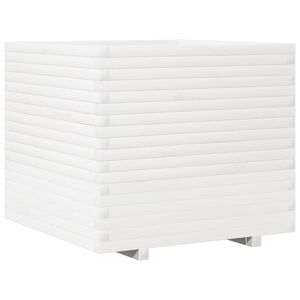 vidaXL Plantenbak 80x80x72 cm massief grenenhout wit