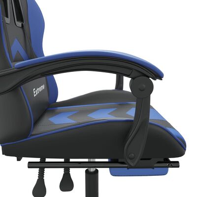 vidaXL Gamestoel draaibaar met voetensteun kunstleer zwart en blauw