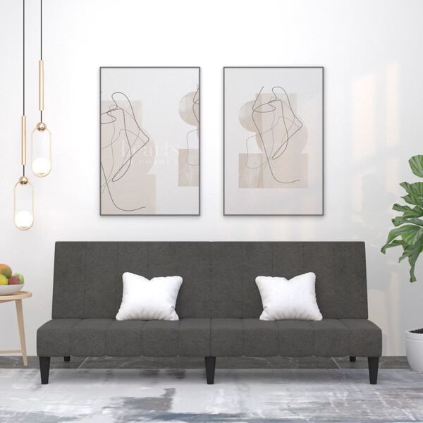 vidaXL Slaapbank 2-zits microvezelstof donkergrijs