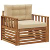 vidaXL Tuinbank Massief Acaciahout en Polyester Natuurlijk en Beige