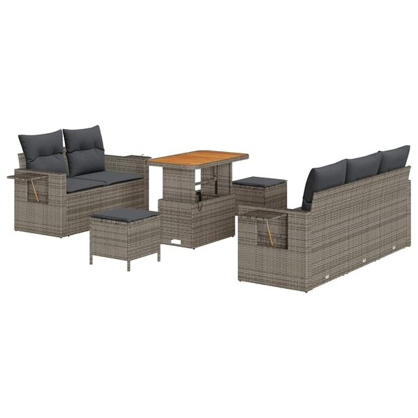 vidaXL Tuin Sofa Set met kussen 8 pcs Grijs poly rattan