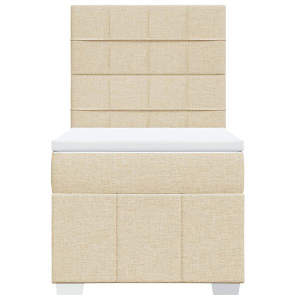 vidaXL Boxspring met matras stof cr&egrave;mekleurig 80x200 cm