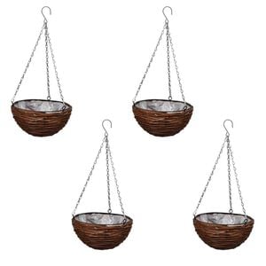 Hangbak wilgenhout met voering en ketting 4 stuks