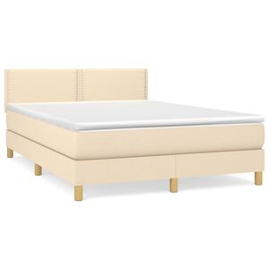 vidaXL Boxspring met matras stof cr&egrave;mekleurig 140x190 cm