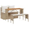 vidaXL 3-delige tuinset met kussens, beige polyrotan
