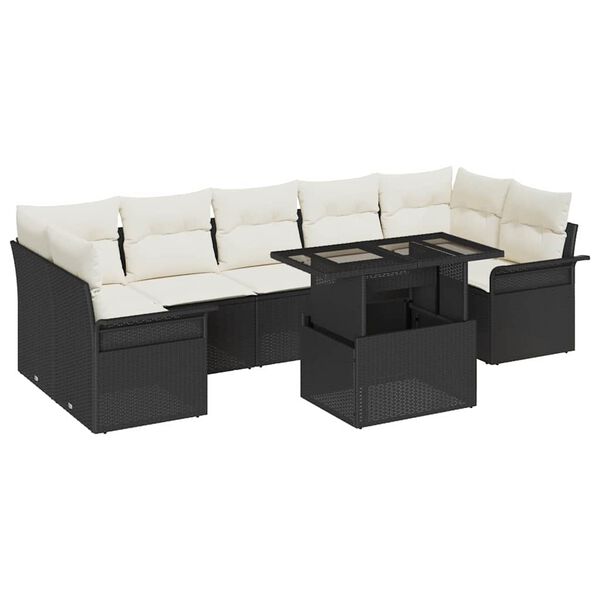 vidaXL Tuin Sofa Set met kussen 8 pcs Zwart Poly riet