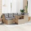 vidaXL 7-delige Loungeset met kussens poly rattan beige