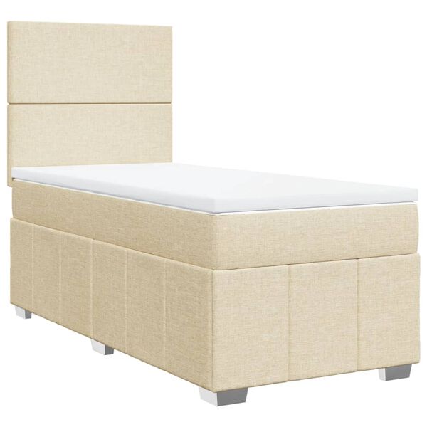 vidaXL Boxspring met matras stof cr&egrave;mekleurig 80x200 cm