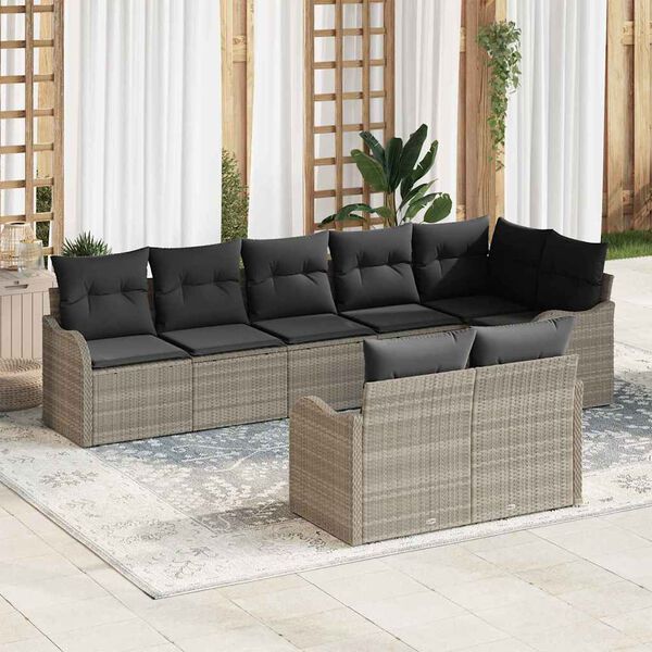 vidaXL Tuin Sofa Set Lichtgrijs poly rattan