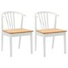 vidaXL Eetkamerstoel 2 st Massief Rubberhout wit en naturel