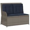 vidaXL Ligbank voor in de tuin met kussens grijs poly rattan