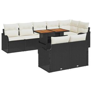 vidaXL Tuin Sofa Set 9 st 8-Aantal zitplaatsen Zwart en cr&egrave;me