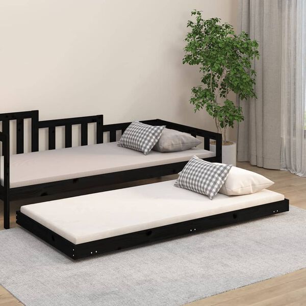 vidaXL Bedframe 90x190 cm massief grenenhout zwart