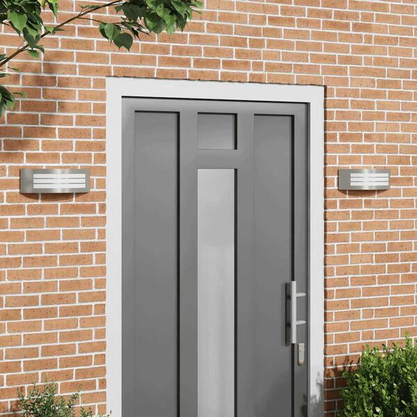 vidaXL Buitenwandlampen 2 pcs Zilver 32 x 10 x 10 cm Roestvrij staal