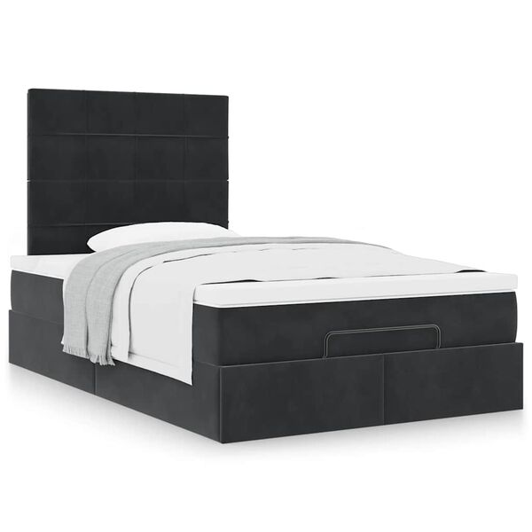 vidaXL Ottoman bed met matrassen 120x190cm fluweel zwart