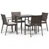 vidaXL 5-delige Tuinset met kussens poly rattan en staal