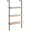 vidaXL Ladderrek met 3 schappen 64x35x120,5 cm lichtbruin en zwart