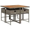 vidaXL 5-delige Tuinset met kussens poly rattan grijs