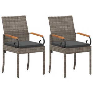 vidaXL Tuinstoelen 2 pcs Grijs en Donkergrijs Poly rattan en acacia