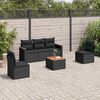 vidaXL 6-delige Loungeset met kussens poly rattan zwart