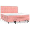 vidaXL Boxspring met matras fluweel roze 180x200 cm