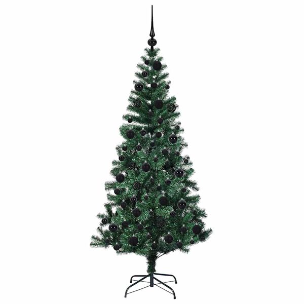 vidaXL Kunstmatig Voorverlicht Kerstboom Groen 180 cm PVC en Metaal