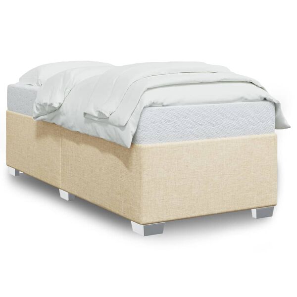 vidaXL Bedframe zonder matras 100x200 cm stof crèmekleurig