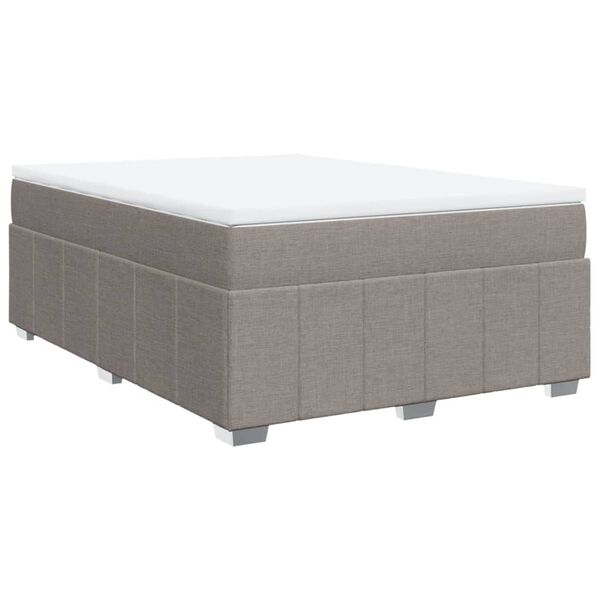 vidaXL Boxspring met matras stof taupe 160x200 cm