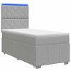 vidaXL LED Boxspring Bed met Matras Lichtgrijs 80 x 200 cm Stof