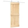 vidaXL Schuifdeur Natuurlijk en Wit 80 x 210 cm Massief Grenenhout
