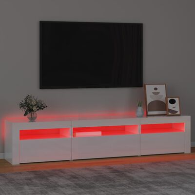 vidaXL Tv-meubel met LED-verlichting 195x35x40 cm hoogglans wit