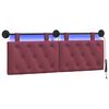 vidaXL Hangend hoofdbord Met LED-verlichting Wijnrood Stof
