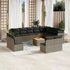 vidaXL 13-delige Loungeset met kussens poly rattan grijs