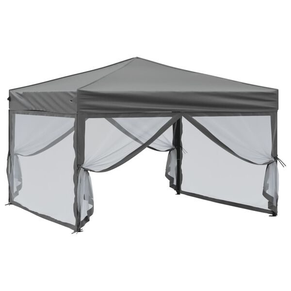 vidaXL Partytent inklapbaar met zijwanden 3x3 m antracietkleurig